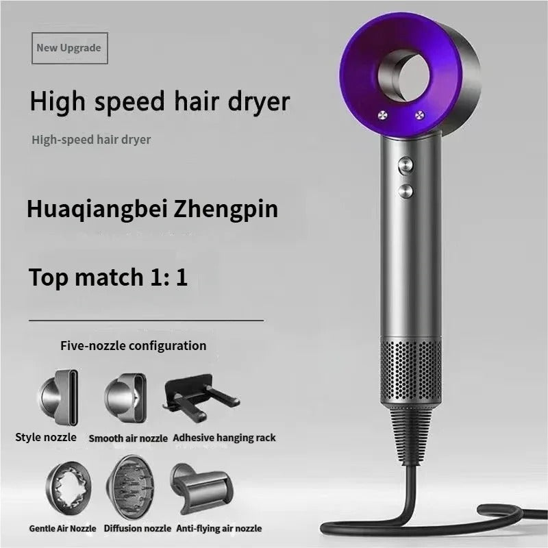 Negative ion hair dryer with high speed and no blades High power silent and quick drying Portable, suitable for home and travel