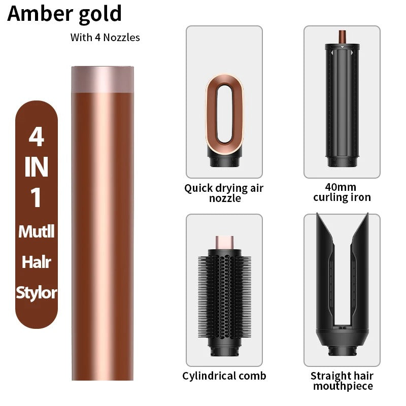 Professional 6 in 1 Cold Hot Air Styling Brush Hair Dryer Curling Iron Straightener Flat Iron 1700W Fast Dry Voluminous Waves