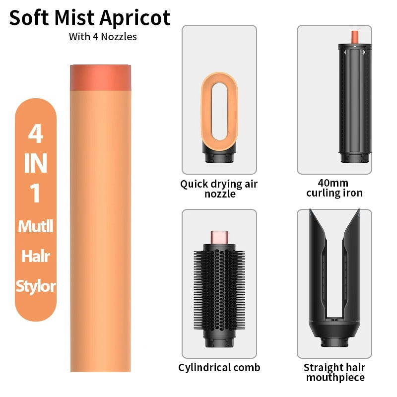 Professional 6 in 1 Cold Hot Air Styling Brush Hair Dryer Curling Iron Straightener Flat Iron 1700W Fast Dry Voluminous Waves