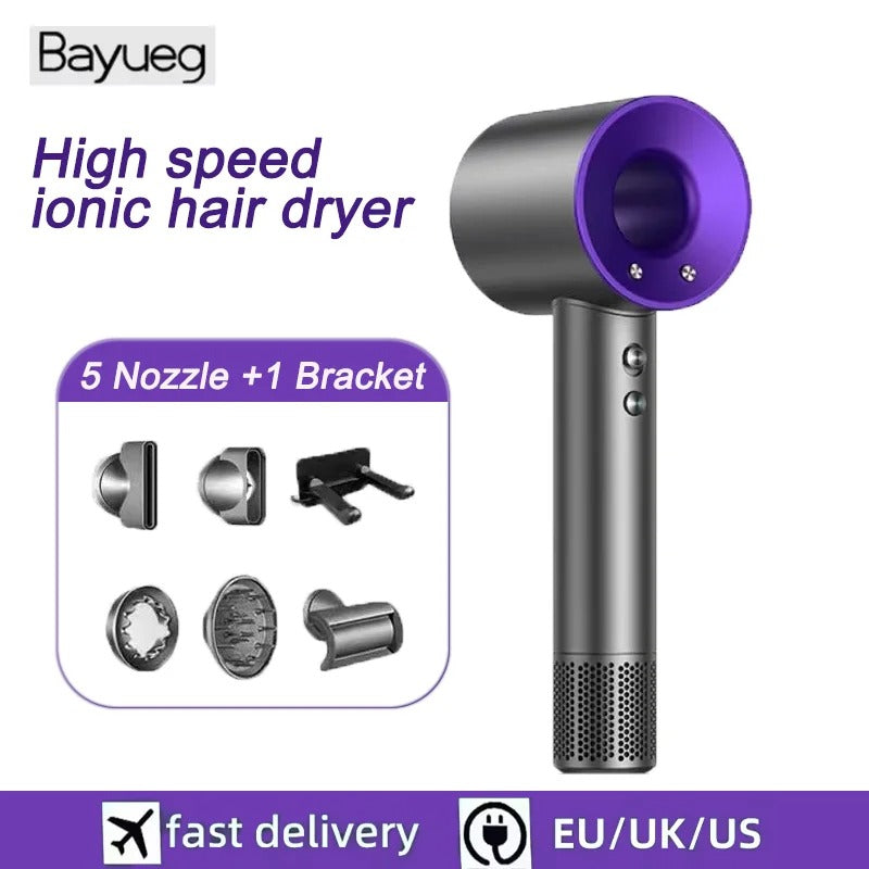 Negative ion hair dryer with high speed and no blades High power silent and quick drying Portable, suitable for home and travel