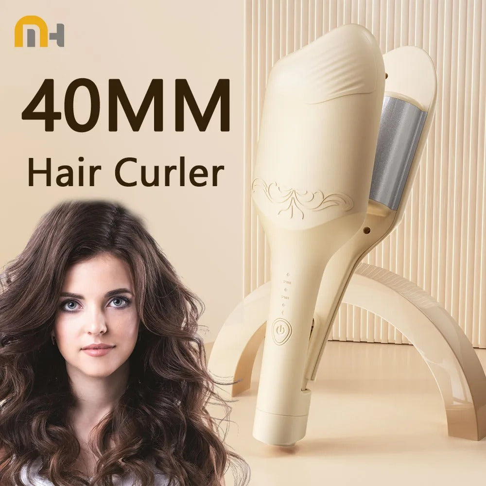 Curling Iron Temperature Adjustable Beach Waves Curling-Wand Hair Crimper Waver, Ionic Deep Waver Hair Curler Tool with Ceramic