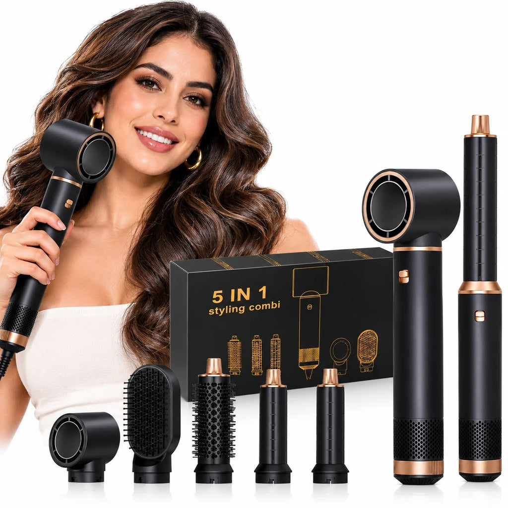 Hair Dryer 5 in 1 Electric Comb Negative Ion Straightener Comb Curling Iron Detachable Multifunctional Heating Brush Hair Dryer