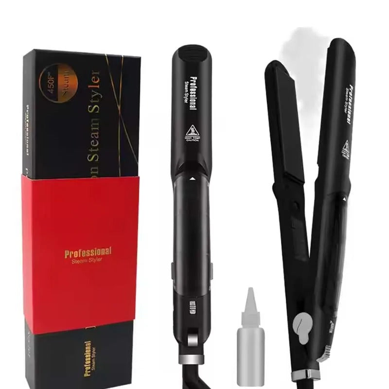 Tourmaline hair straightener, steam, steam LED display, titanium plate flat iron, household, hotel and outdoor products