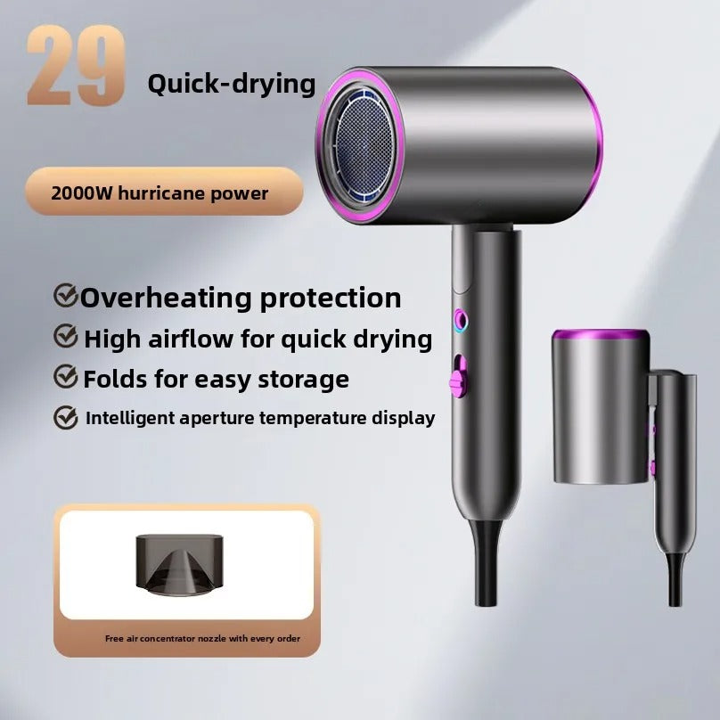 High-speed hair dryer for home use, strong airflow, negative ion, portable, foldable, salon-grade, constant temperature