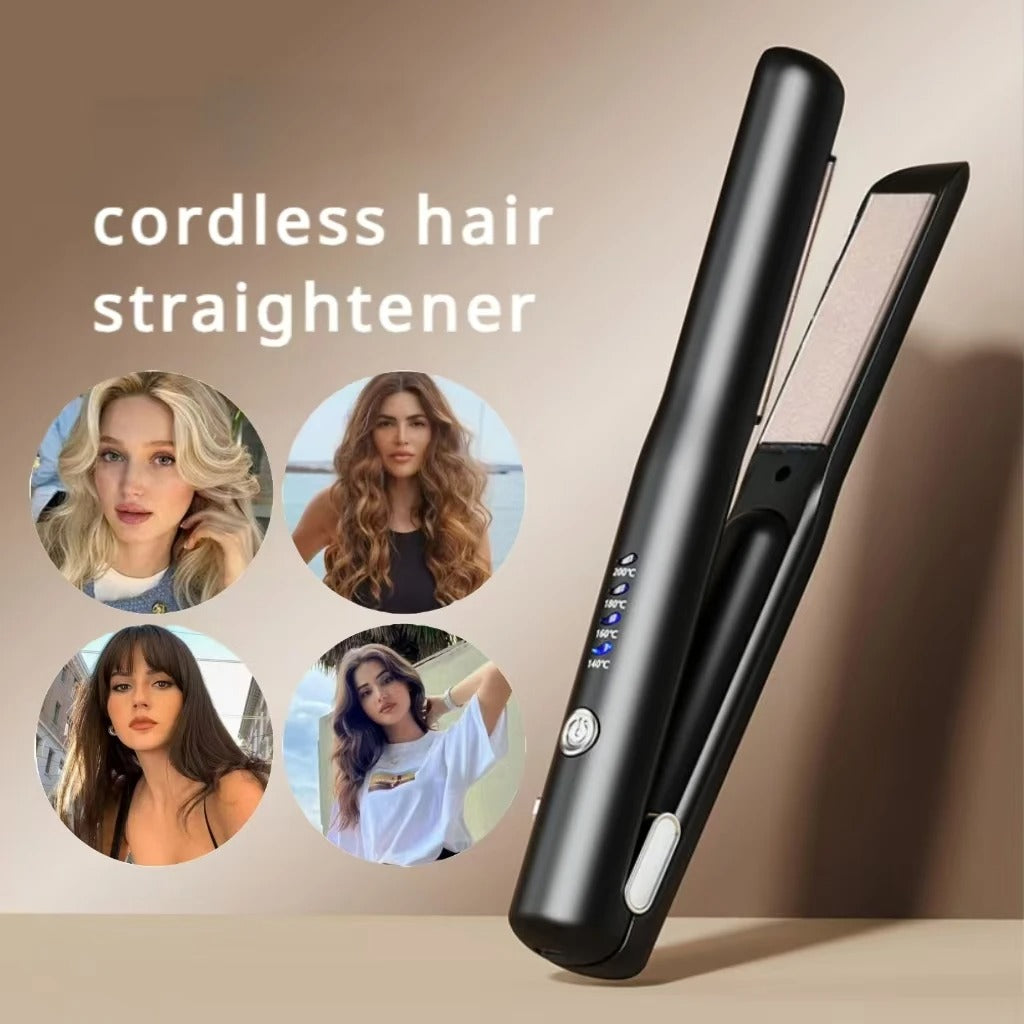 Cordless Wireless 2 In 1 Hot Styling Brush, Fast Heating Mini Hair Straightener, Portable Travel Friendly Women Salon Daily Gift