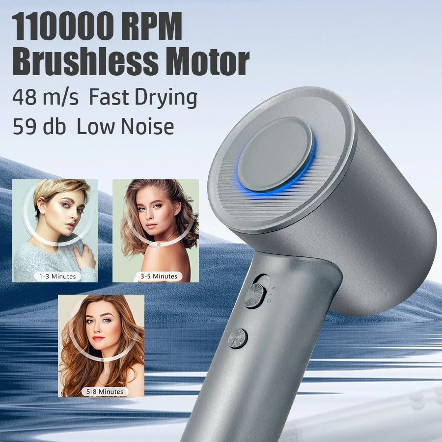 High Speed Ionic Hair Dryer Professional Powerful Fast Drying Low Noise Blow Dryer with Nozzle Attachments for Home Salon Travel Hair Care Styling Hair Blow Dryer