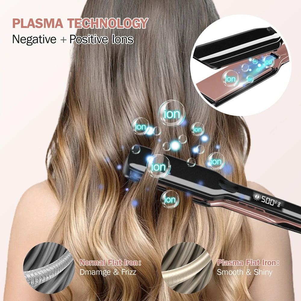 Professional Hair Straightener Keratin Treatment Wide Plate 500°F Hair Flat Irons For Frizzy Hair Recovers Damage 110-240V