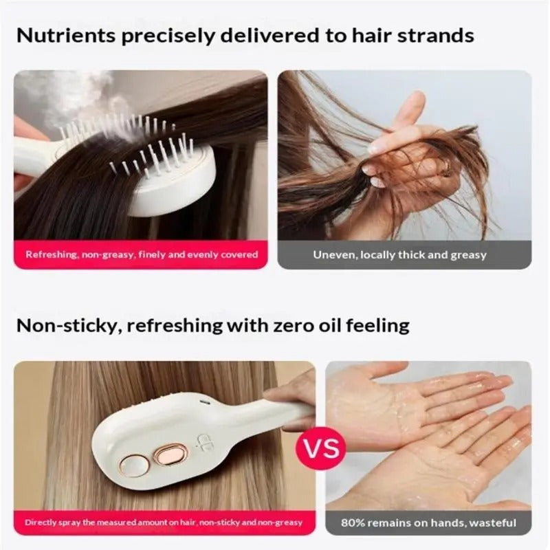 EMECE-Electric Steam Sprays Hair Brush Rechargeable Wet Hair Straightener Comb, Smooth Styling Anti-Frizz Tool Antistatic A