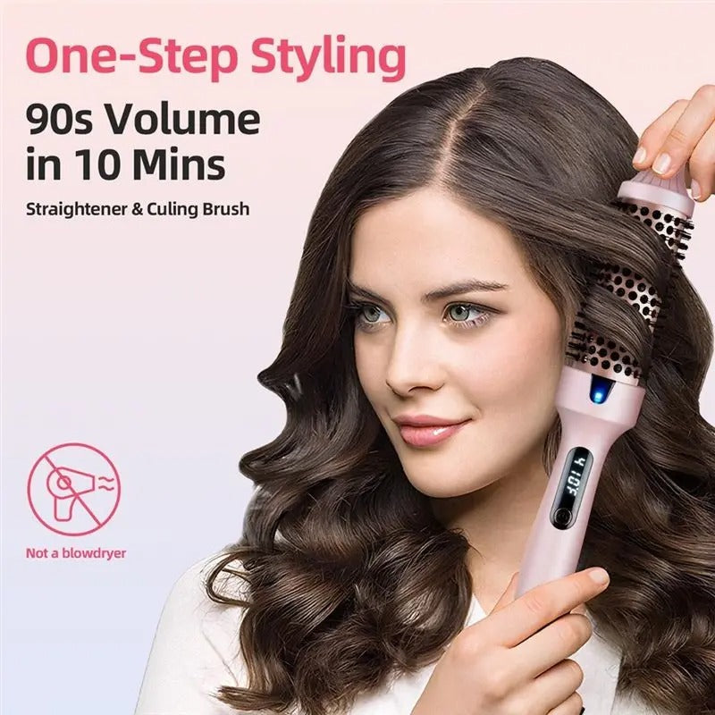 A04V Thermal Brush Curling Brush, Negative Ionic Heated Thermal Round Brush For Blowout Look, Curling & Straightener