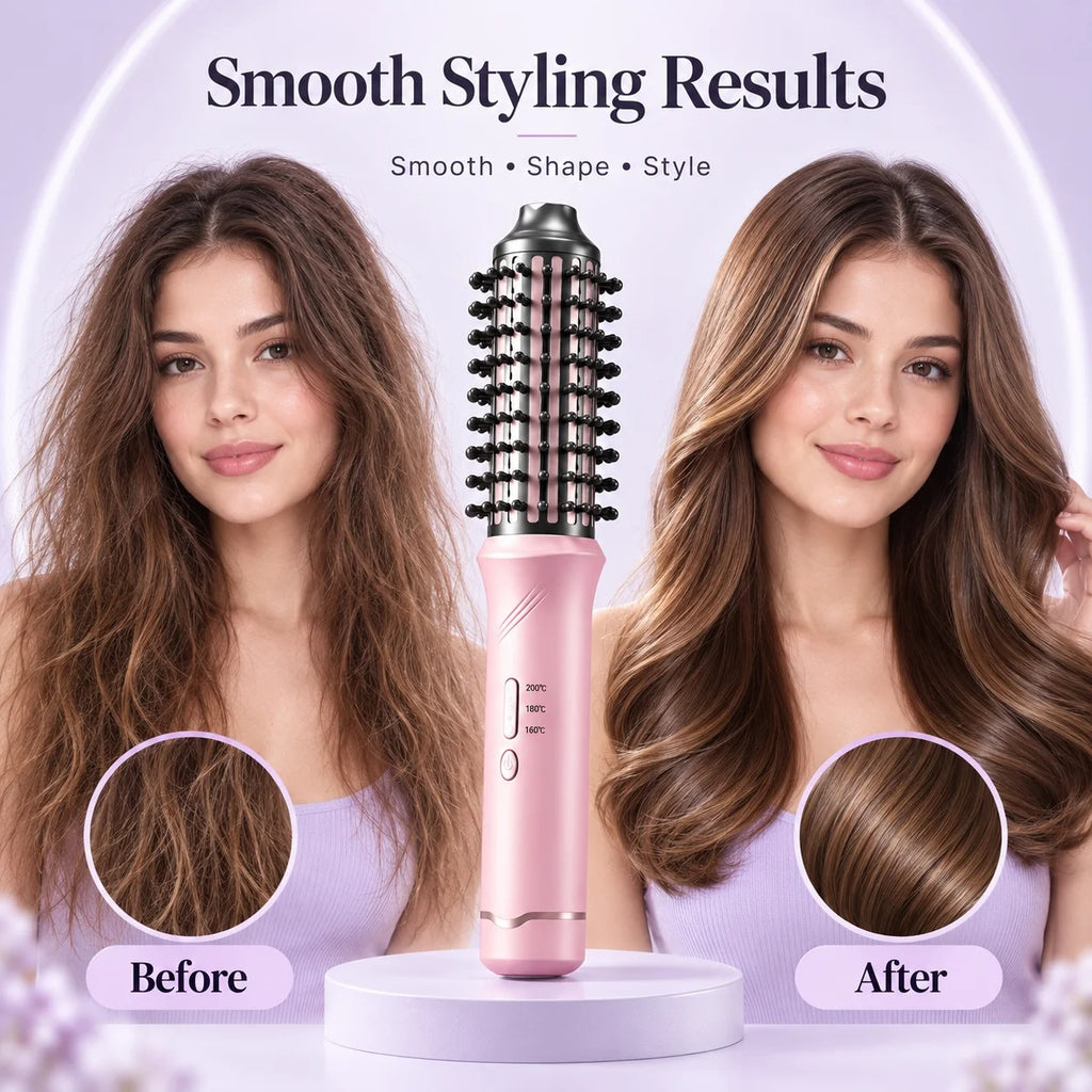 Cordless Curling Brush for Women, 32mm USB Rechargeable Heated Hair Curler with 3 Temperature Settings, Wireless Curling Iron Brush for Loose Waves, Big & Voluminous Curls, Portable Hair Styler for Short & Long Hair, Home & Travel