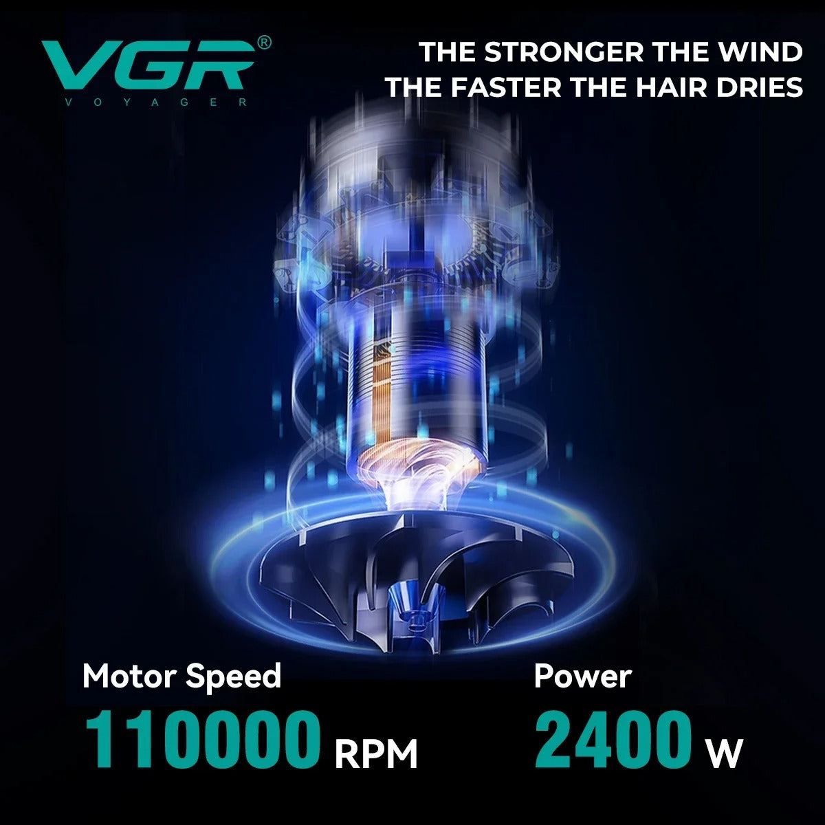 VGR Hair Dryer Professional Hair Dryer Machine Negative Ion Blow Dryer BLDC Motor 110000 RPM Hair Salon for Household Use V-469