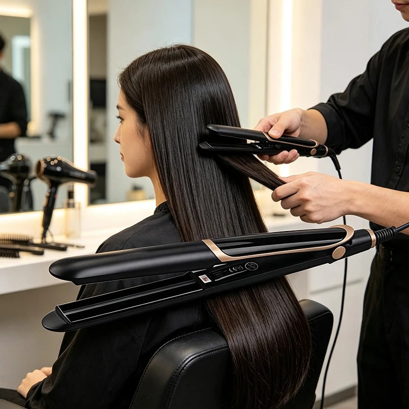 Ceramic straightener and curler, electric heating straightener, multi-temperature control, anti-frizz repair damage, home use