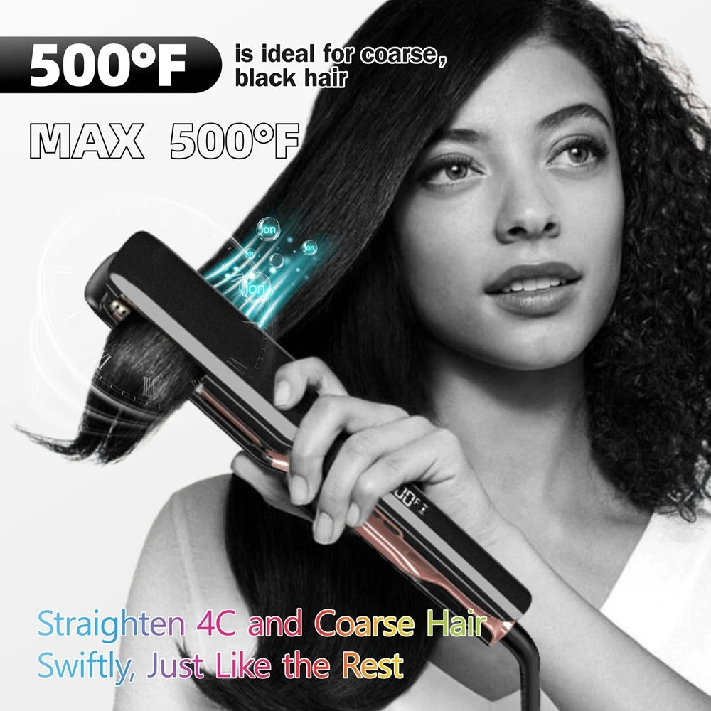 Professional Hair Straightener Keratin Treatment Wide Plate 500°F Hair Flat Irons For Frizzy Hair Recovers Damage 110-240V