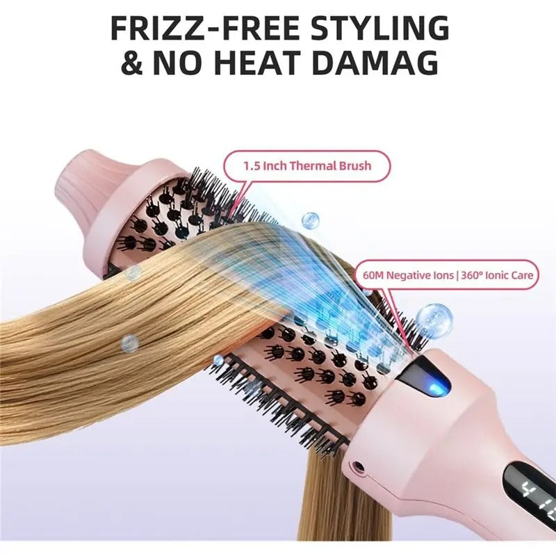 A04V Thermal Brush Curling Brush, Negative Ionic Heated Thermal Round Brush For Blowout Look, Curling & Straightener
