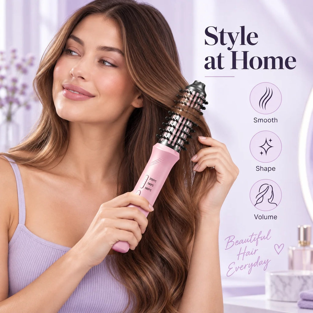 Cordless Curling Brush for Women, 32mm USB Rechargeable Heated Hair Curler with 3 Temperature Settings, Wireless Curling Iron Brush for Loose Waves, Big & Voluminous Curls, Portable Hair Styler for Short & Long Hair, Home & Travel
