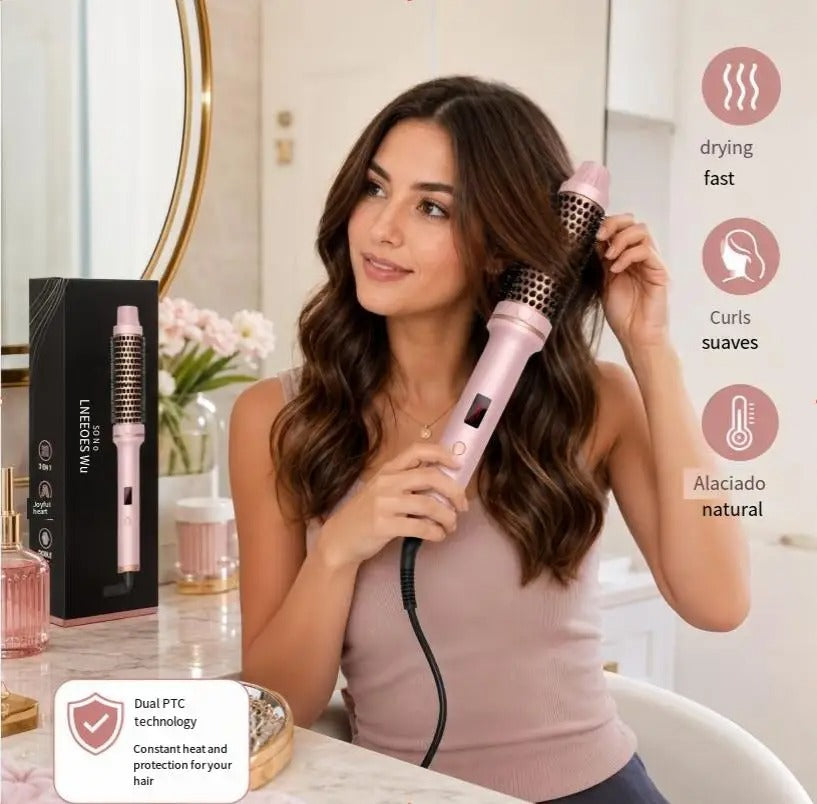 Curling Iron Brush PTC Heated Thermal Brush Ceramic Hair Curler Hot Brush Create Loose & Volume Curls Heating Hair Styling Brush