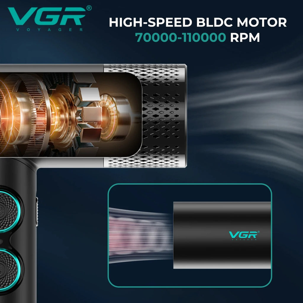 VGR Hair Dryer Professional Blow Dryer Hot and Cold Adjustment Air Blower 110000 RPM Brushless Motor Hair Care Appliances V-401
