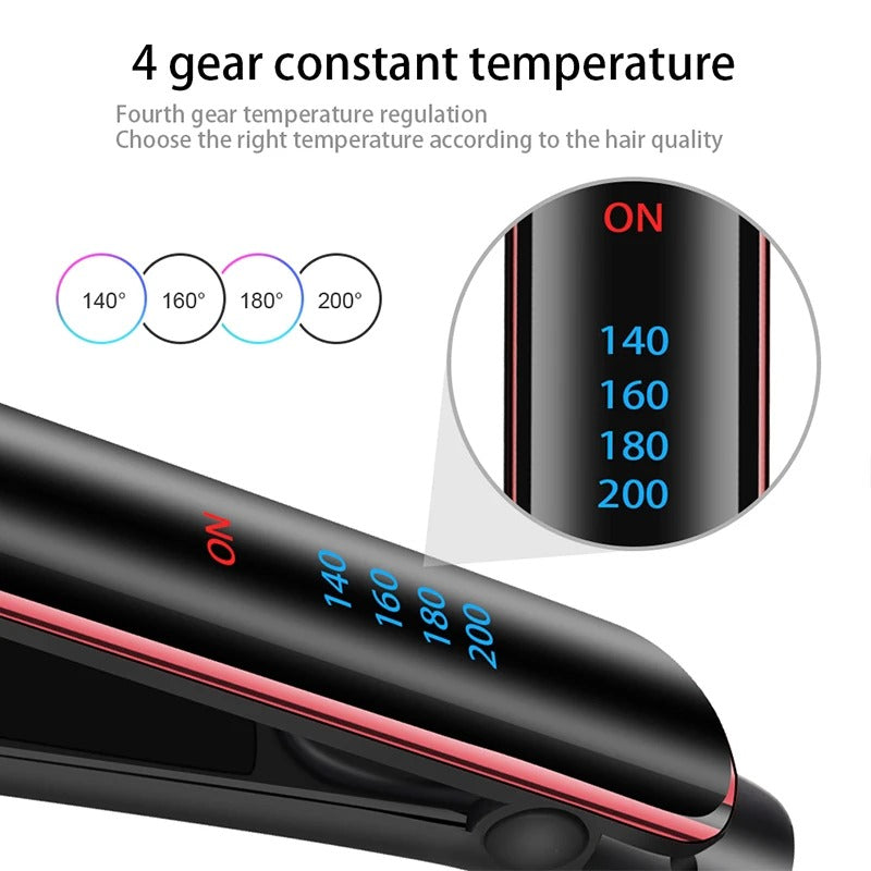 Rapid-Heat Led Display Multifunctional Electric Straightener And Curler Negative Ion Salon Professional Hair Straightener