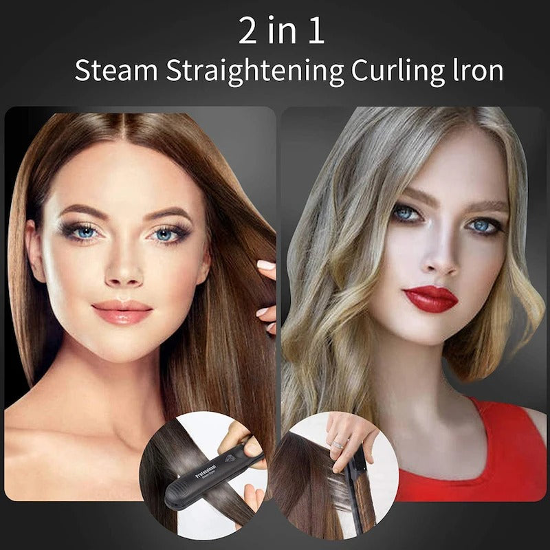 Tourmaline hair straightener, steam, steam LED display, titanium plate flat iron, household, hotel and outdoor products