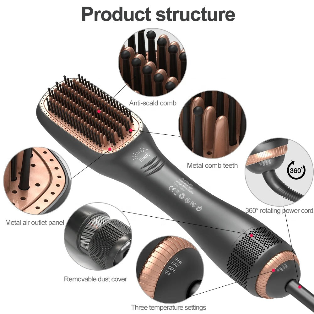 3 in 1 Hair Dryer Brush Professional 1200W Powerful Ceramic Tourmaline 3 Heat Settings One Step Hair Dryer and Styler