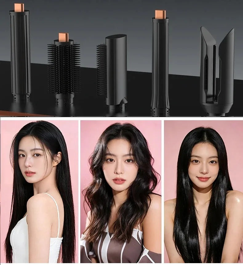 Professional 6 in 1 Cold Hot Air Styling Brush Hair Dryer Curling Iron Straightener Flat Iron 1700W Fast Dry Voluminous Waves