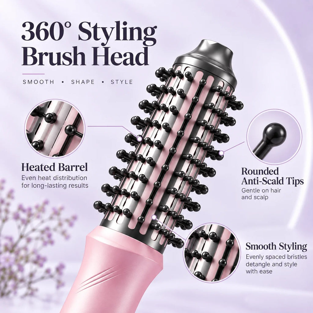 Cordless Curling Brush for Women, 32mm USB Rechargeable Heated Hair Curler with 3 Temperature Settings, Wireless Curling Iron Brush for Loose Waves, Big & Voluminous Curls, Portable Hair Styler for Short & Long Hair, Home & Travel