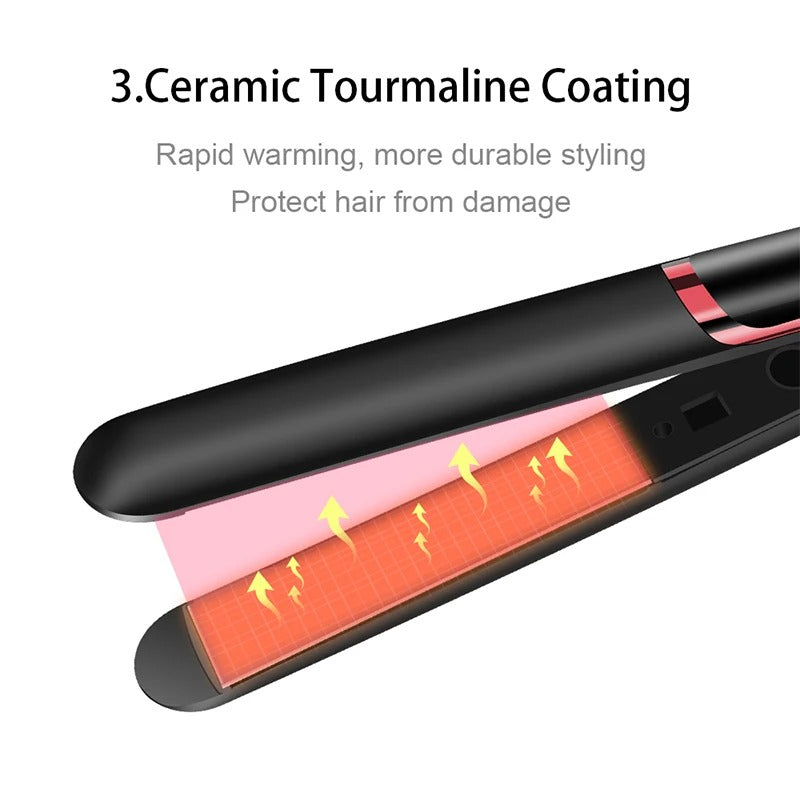 Rapid-Heat Led Display Multifunctional Electric Straightener And Curler Negative Ion Salon Professional Hair Straightener