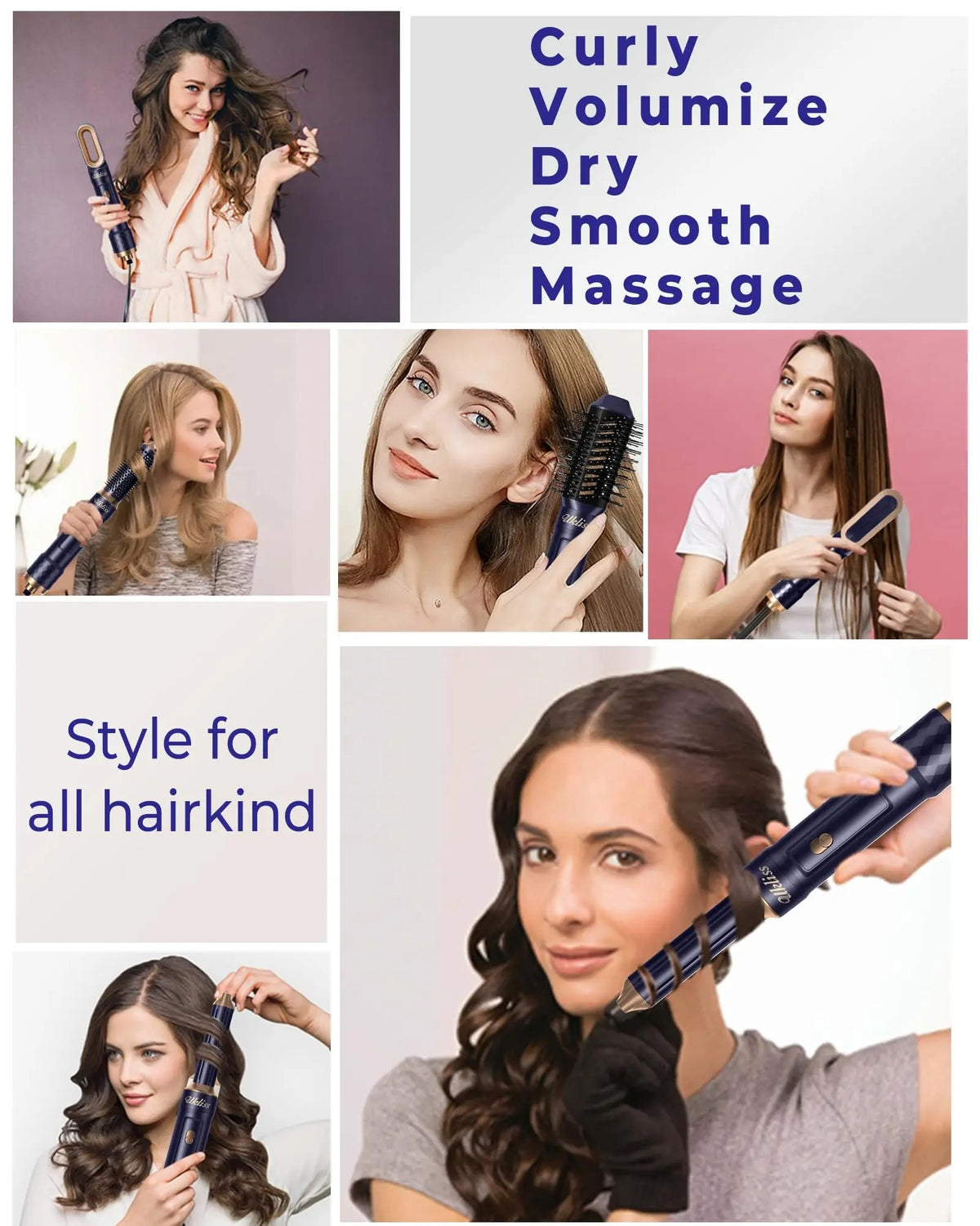 UKLISS 6 in 1 Hair Dryer Multistyler, Hot Air Brush for Curling, Straightening and Blow Dry