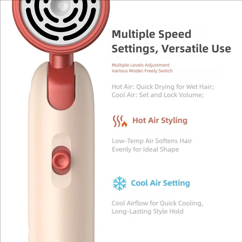 TINSOL Professional Negative Ion Hair Dryer, Constant Temperature Hair Care, Quick Drying, Convenient Foldable Hair Dryer
