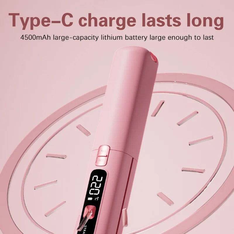TINSOL New Mini Wireless Straightener Portable Curler, Multi-Function Professional Hair Styling Tool 6 Temperature Settings