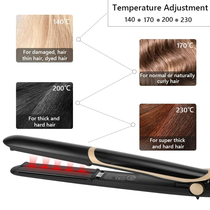 Ceramic straightener and curler, electric heating straightener, multi-temperature control, anti-frizz repair damage, home use