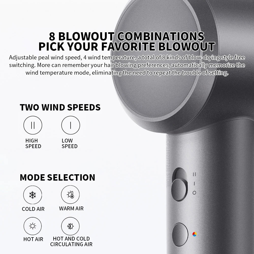 NEW MIJIA H501 High Speed Anion Hair Dryers Wind Speed 62m/s 1600W 110000 Rpm Professional Hair Care Quick Drye Negative Ion CN
