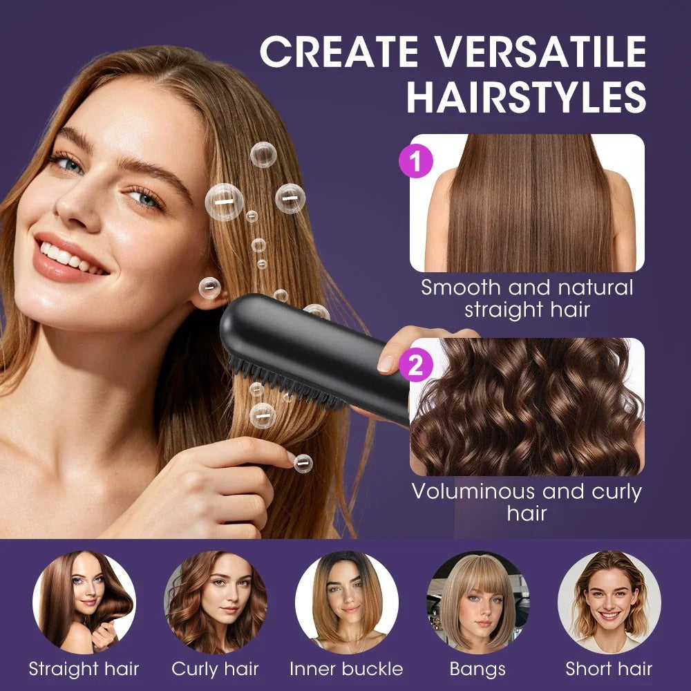 Cordless Hair Straightener 4 Temp LCD Display Anti-scald Hair Straightening Brush Portable Rechargeable Hair Styler Travel Women