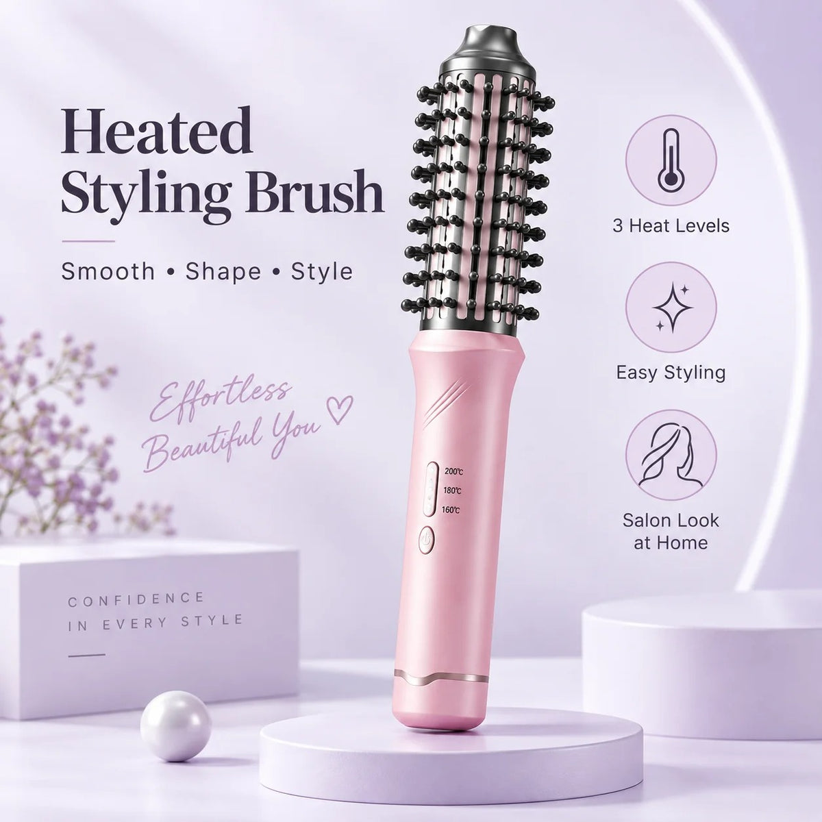 Cordless Curling Brush for Women, 32mm USB Rechargeable Heated Hair Curler with 3 Temperature Settings, Wireless Curling Iron Brush for Loose Waves, Big & Voluminous Curls, Portable Hair Styler for Short & Long Hair, Home & Travel