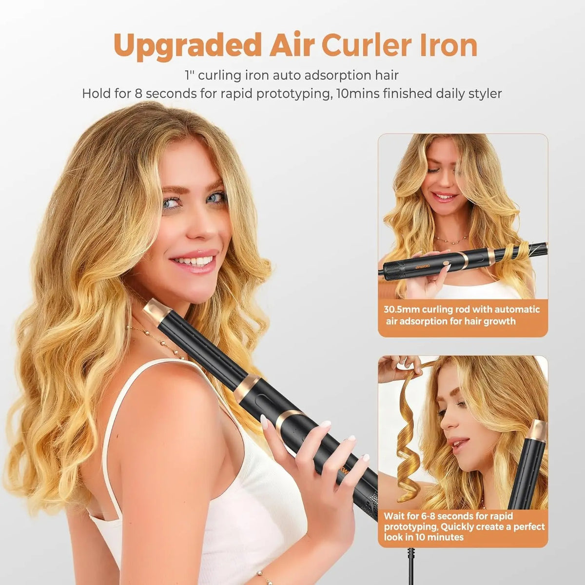 6 in 1 Hair Dryer Brush, Foldable Blow Dryer Brush with Air Styler Curler Wrap, Detachable Hot Air Brush Dry,Volumize, Straight,Curl, Negative Ion Brush Blow Dryer with Diffuser, Hair Styler Tools