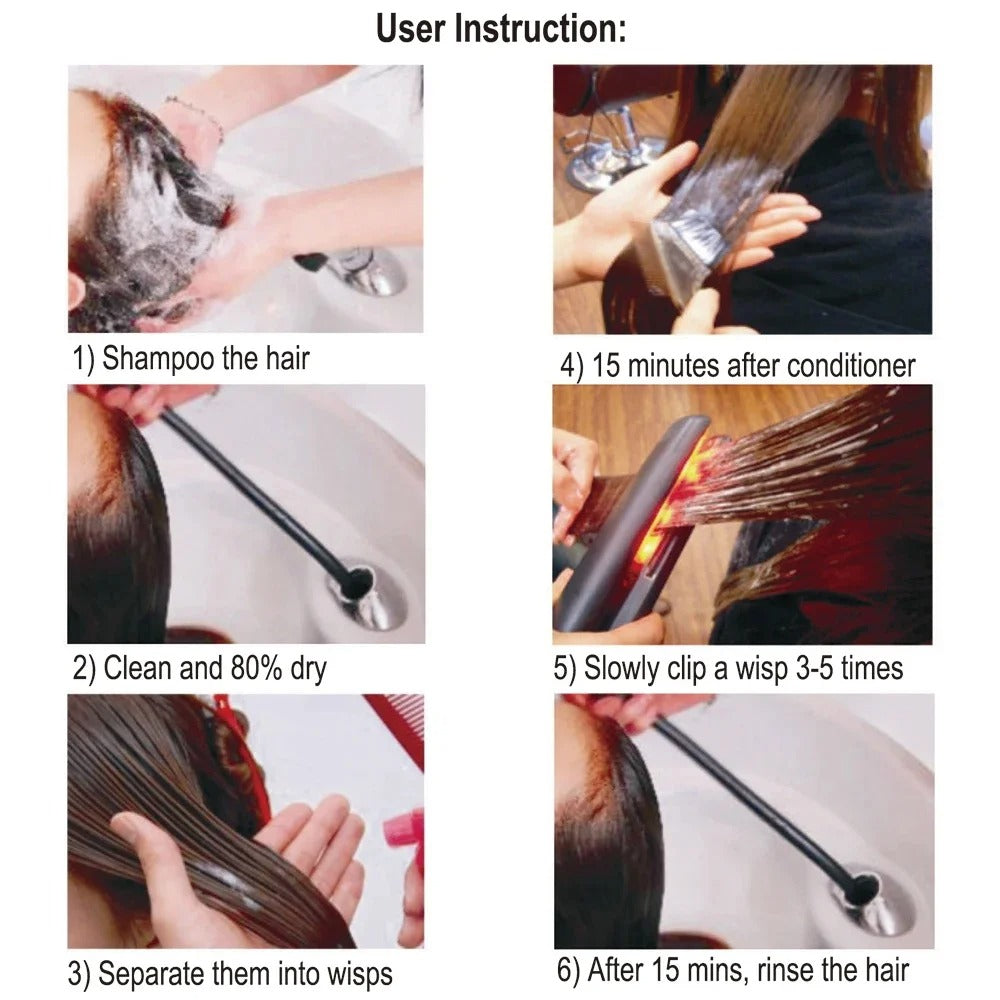 Hair Straightener Infrared and Ultrasonic Profession Cold Hair Care Iron Treatment for Frizzy Dry Recovers Damage Flat Irons