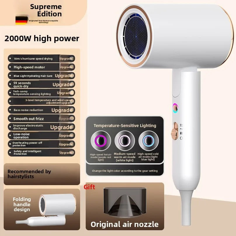 High-speed hair dryer for home use, strong airflow, negative ion, portable, foldable, salon-grade, constant temperature