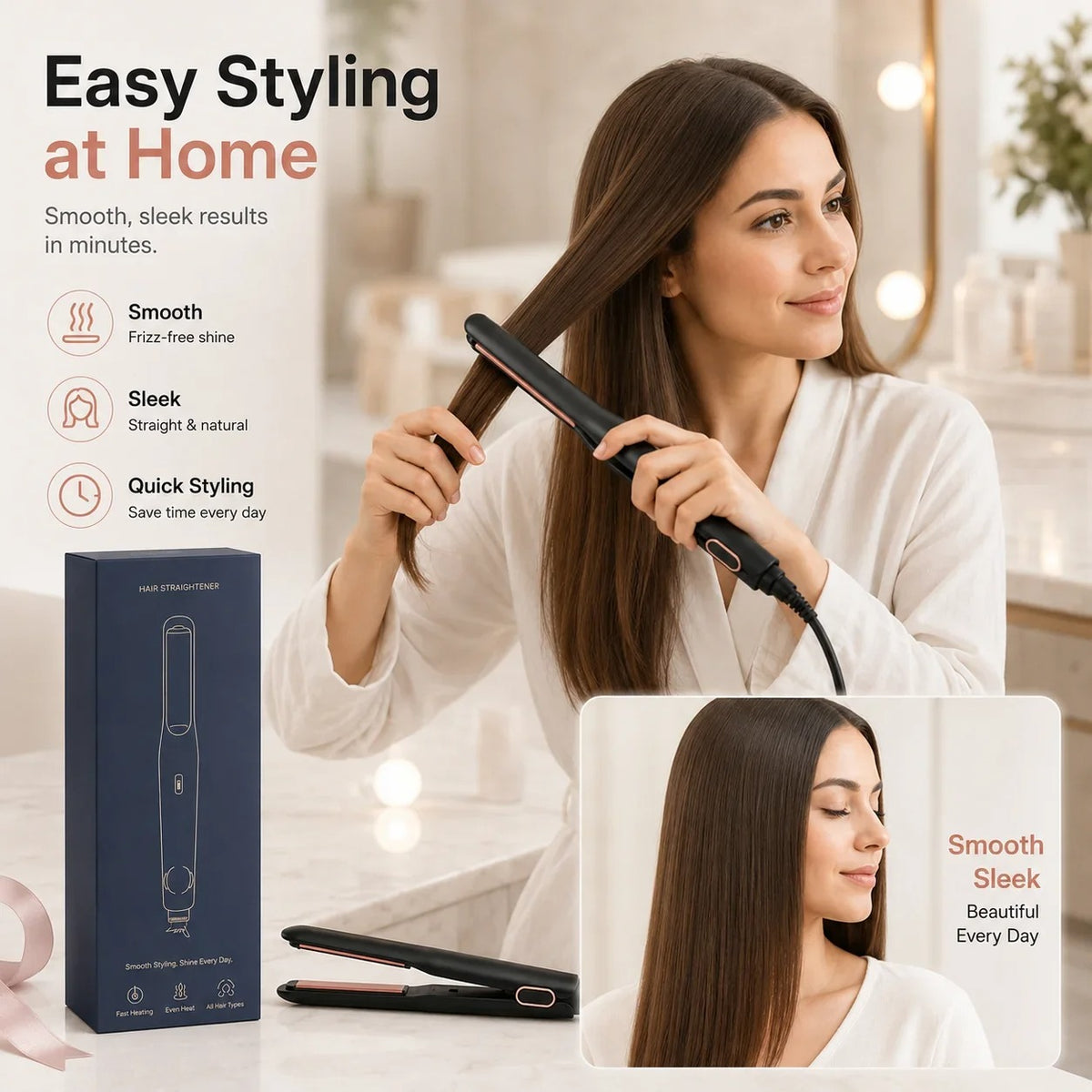 2 In 1 Mini Hair Straightener&Curler Small Flat Iron for Short Hair Women And Men Beard Straightener Pencil Hair Straightener