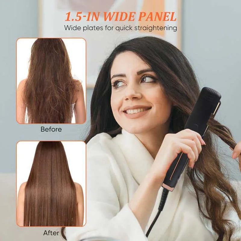 Professional Portable Hair Straightener Brush 4 Degree Adjustment Hair Curler And Straightener 2 In 1 Salon Styling Tools