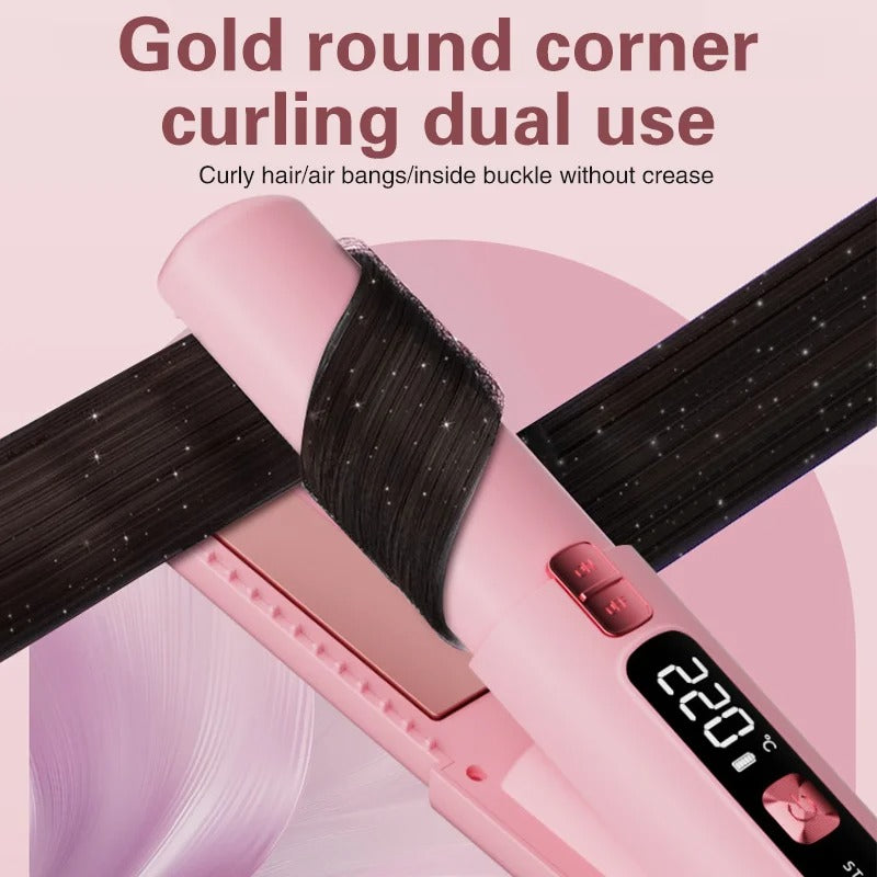 TINSOL New Mini Wireless Straightener Portable Curler, Multi-Function Professional Hair Styling Tool 6 Temperature Settings