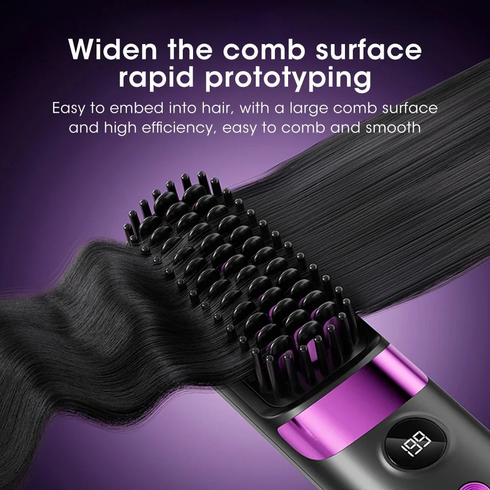 Cordless Hair Straightener 4 Temp LCD Display Anti-scald Hair Straightening Brush Portable Rechargeable Hair Styler Travel Women