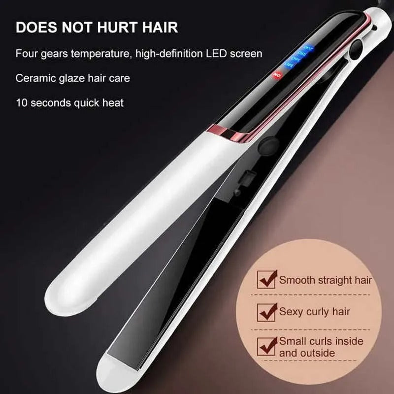 Rapid-Heat Led Display Multifunctional Electric Straightener And Curler Negative Ion Salon Professional Hair Straightener