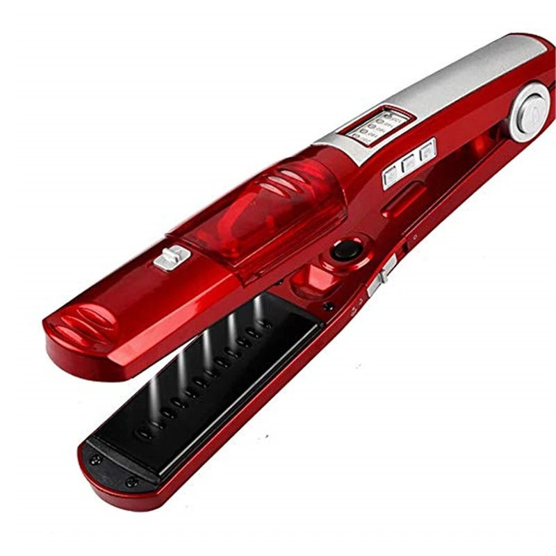 Professional steam straightener - Portable salon wide-width hair straightening, curling and styling device in one unit