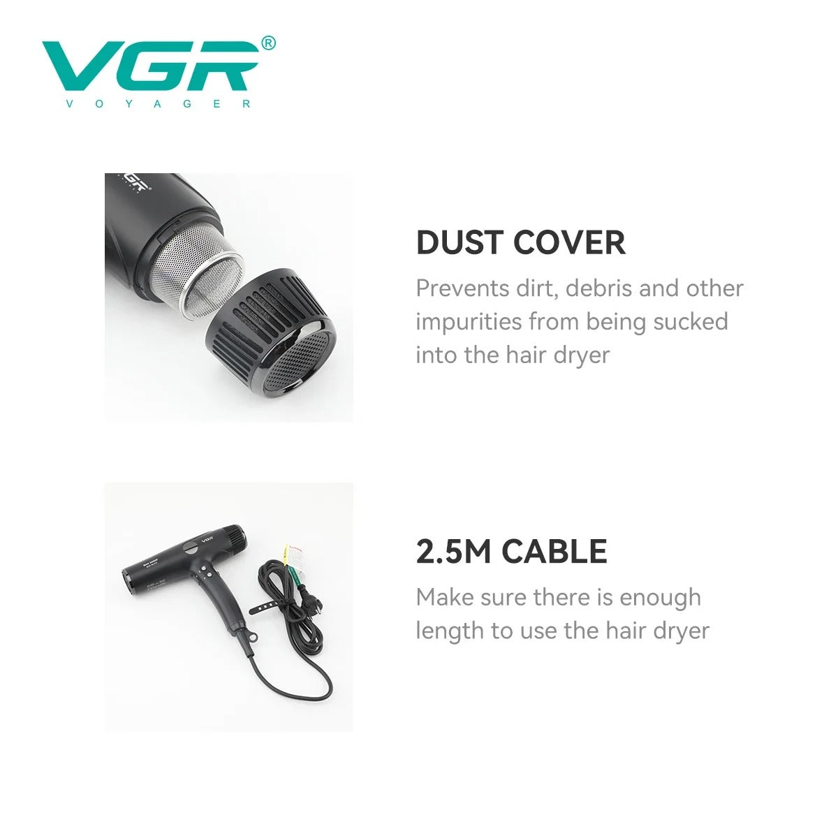VGR Hair Dryer Professional Hair Dryer Machine Negative Ion Blow Dryer BLDC Motor 110000 RPM Hair Salon for Household Use V-469