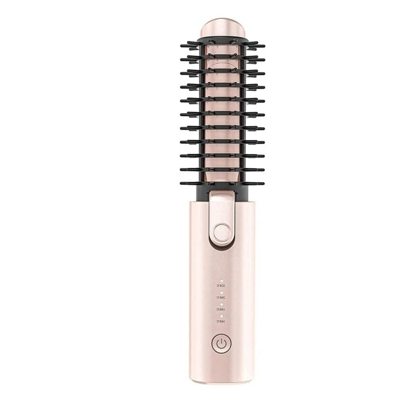 Cordless Heated Round Brush, Hair Curling Iron Brush, Portable Rechargeable Travel Hair Curler, Straightening Wand