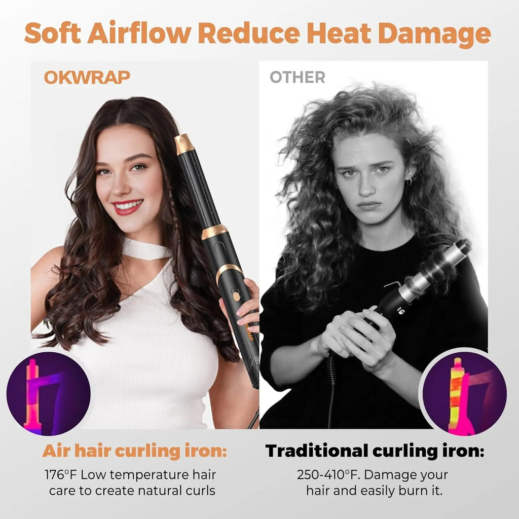 6 in 1 Hair Dryer Brush, Foldable Blow Dryer Brush with Air Styler Curler Wrap, Detachable Hot Air Brush Dry,Volumize, Straight,Curl, Negative Ion Brush Blow Dryer with Diffuser, Hair Styler Tools