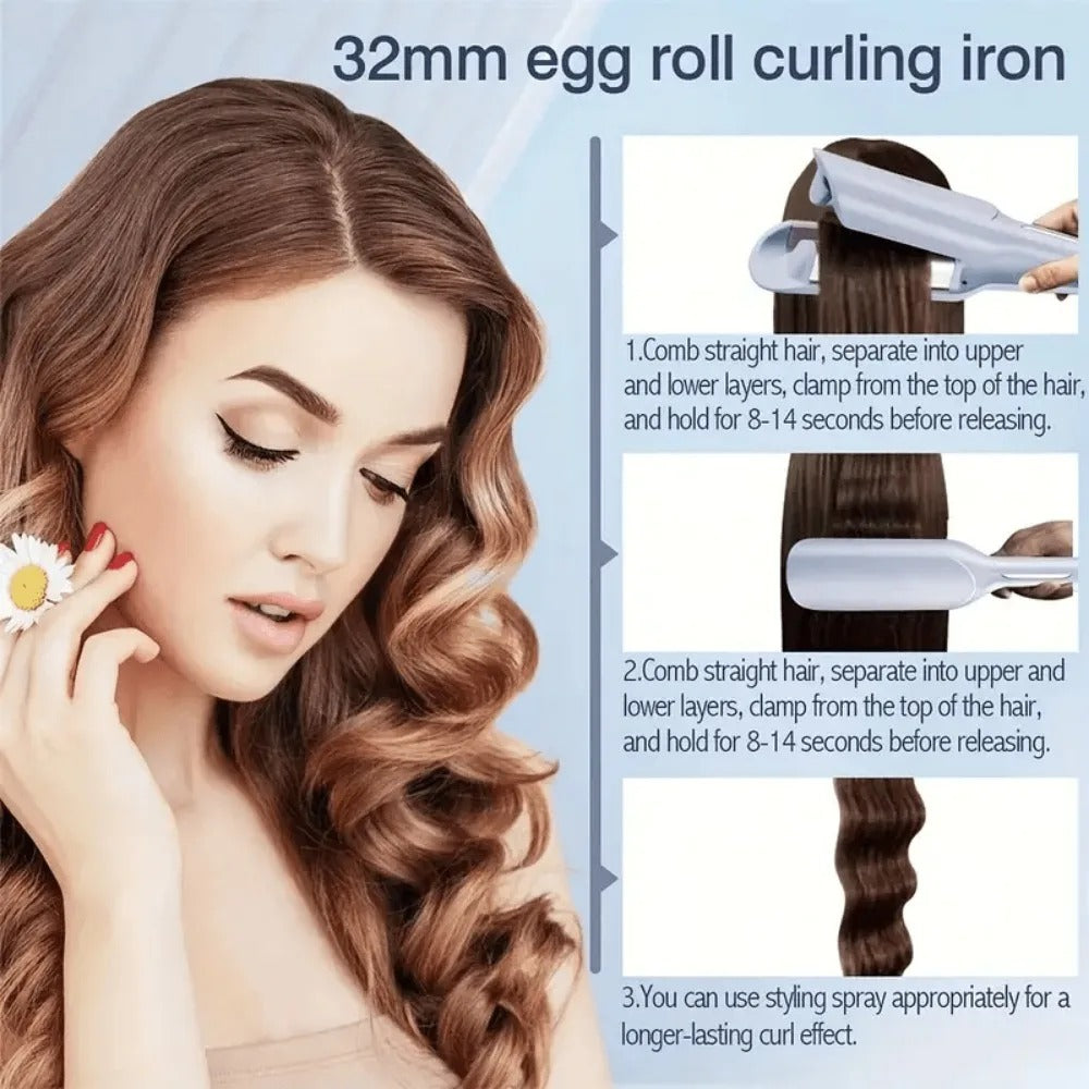 Women Daily Hairstyling 36mm Deep U Curler, Professional Curling Iron, Easy Operation, Mother's Day Gift
