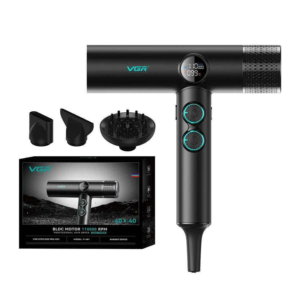 VGR Hair Dryer Professional Blow Dryer Hot and Cold Adjustment Air Blower 110000 RPM Brushless Motor Hair Care Appliances V-401
