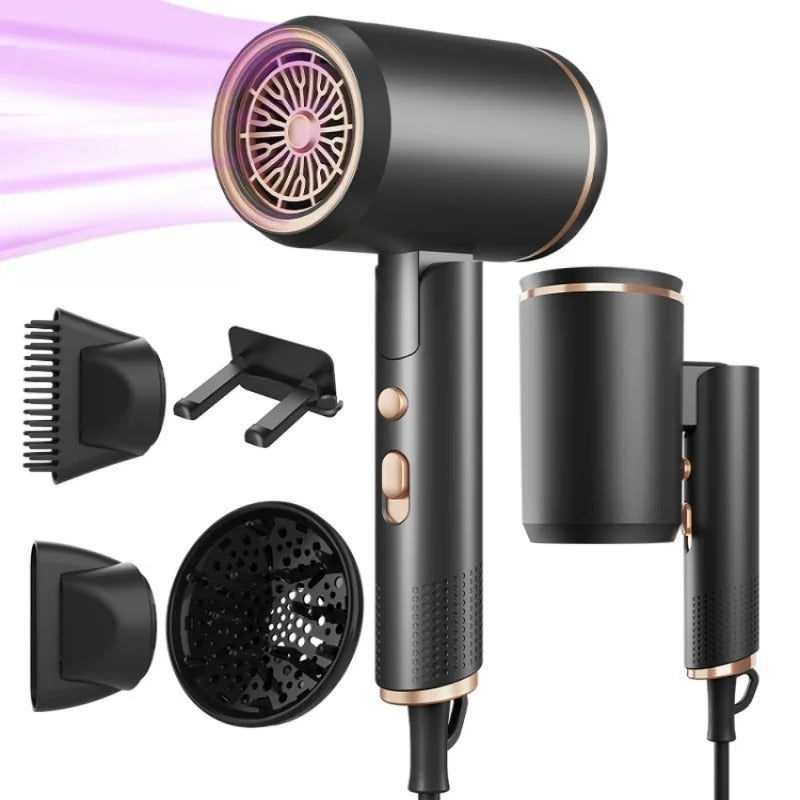 New Foldable Hair Dryer with Negative Ion Hair Care, High Wind Speed Drying, Household Hair Salon Special Blow Nozzle Hair Dryer