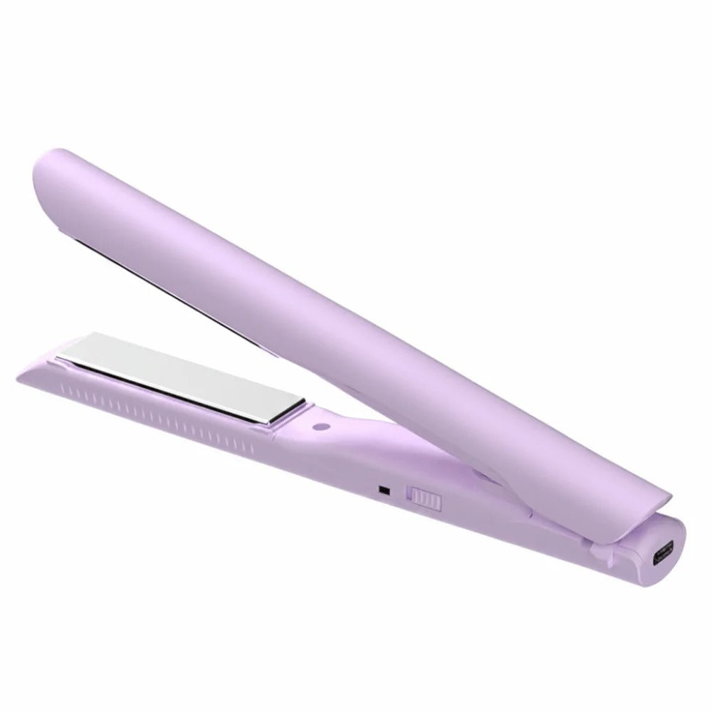 USB Powered 2-In-1 Straight And Curling Hair Tool Safe Mini Curling Iron Electric Fluffy Hairpin Curling Clip Adjustable
